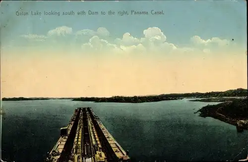 Ak Panama, Gatun Lake looking south with Dam to the right, Panama Canal