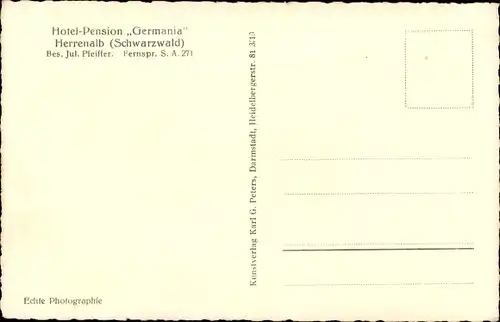 Ak Bad Herrenalb im Schwarzwald, Hotel Pension Germania, Außenansicht