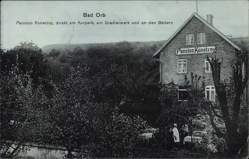 Ak Bad Orb in Hessen, Pension Konetzny, Kurpark, Gradierwerk