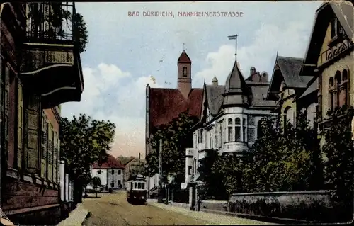 Ak Bad Dürkheim am Pfälzerwald, Mannheimerstraße, Straßenbahn