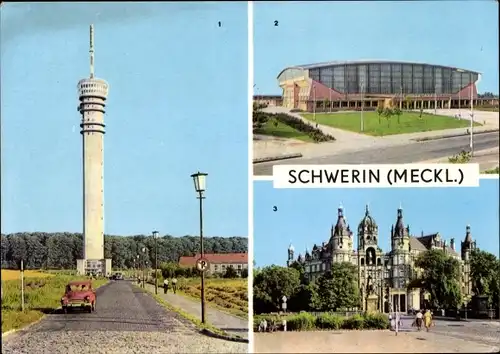 Ak Schwerin in Mecklenburg, Schloss, Fernsehturm, Kongreßhalle