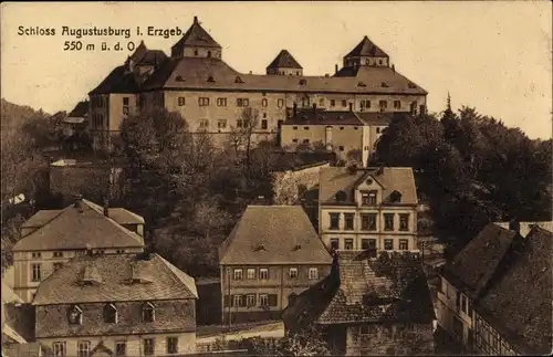 Ak Augustusburg im Erzgebirge, Schloss, Häuser