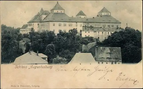 Ak Augustusburg Erzgebirge, Schloß, Häuser, Bäume