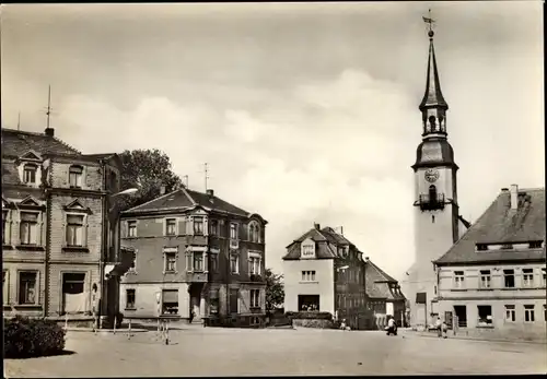 Ak Siebenlehn Großschirma im Kreis Mittelsachsen, Marktplatz, Kirche