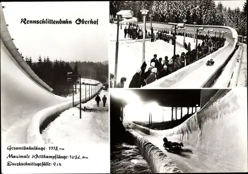 Ak Oberhof im Thüringer Wald, Rennschlitten und Bobbahn