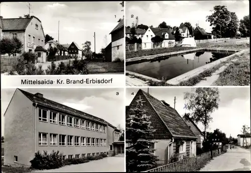 Ak Mittelsaida Großhartmannsdorf im Erzgebirge, Teilansicht, Lehrschwimmbecken, Polytechn Oberschule