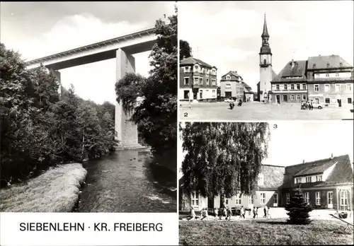 Ak Siebenlehn Großschirma im Kreis Mittelsachsen, Autobahnbrücke, Platz der Thälmannpioniere