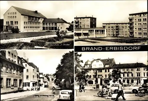 Ak Brand Erbisdorf Sachsen, Oberschule 7. Oktober, Ernst Thälmann, Kinderkrippe