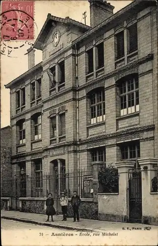 Ak Asnières sur Seine Hauts-de-Seine, Ecole, rue Michelet