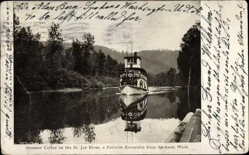 Ak Spokane Washington, Steamer Colfax on the St. Joe River