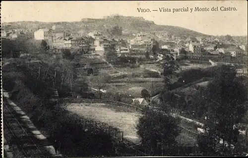 Ak Vigo Galicien Spanien, Vista parcial y Monte del Castro