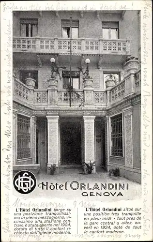 Ak Genova Genua Liguria, Hotel Orlandini, Außenansicht