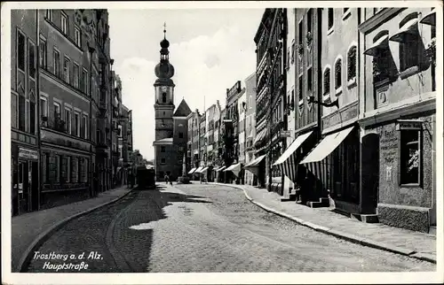 Ak Trostberg in Oberbayern, Hauptstraße, Kirchturm