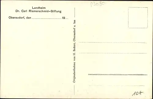 Ak Oberaudorf in Oberbayern, Landheim Dr. Carl Riemerschmid Stiftung