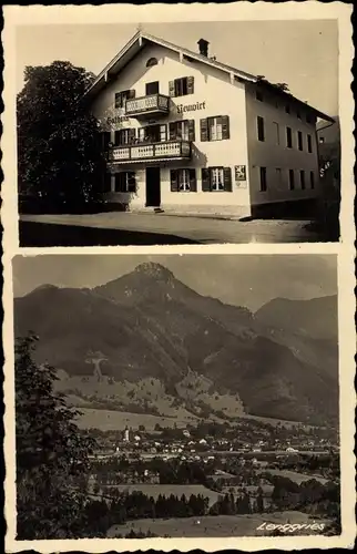 Ak Lenggries in Oberbayern, Gasthaus Neuwirt, Blick auf den Ort