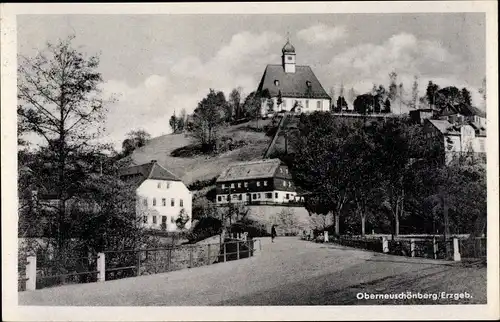 Ak Oberneuschönberg Olbernhau im Erzgebirge, Teilansicht, Kirche