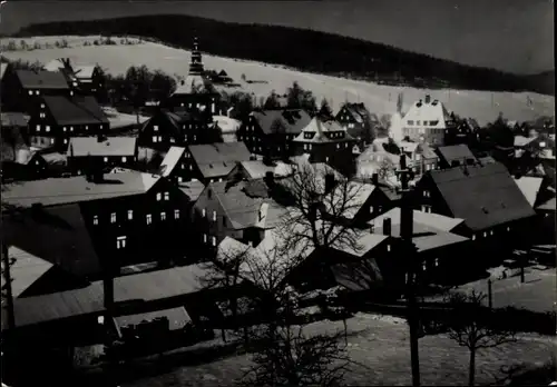 Ak Seiffen im Erzgebirge, Ortsansicht zur Zeit der Christmetten