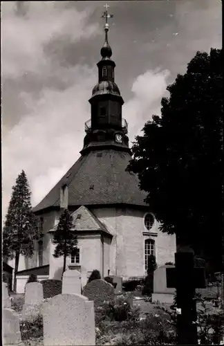 Ak Seiffen im Erzgebirge, Kirche, Friedhof