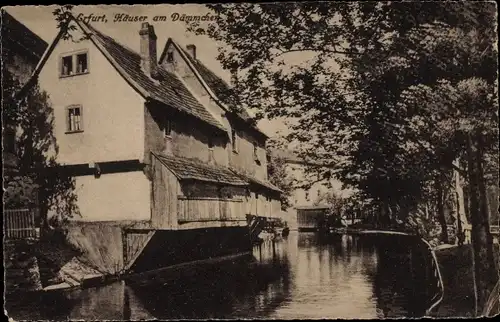 Ak Erfurt in Thüringen, Häuser am Dämmchen, Wasserpartie