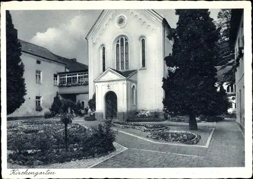 Ak Altötting in Oberbayern, St. Franziskushaus, Kirchengarten