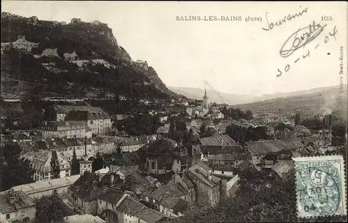 Ak Salins les Bains Jura, Panorama vom Ort