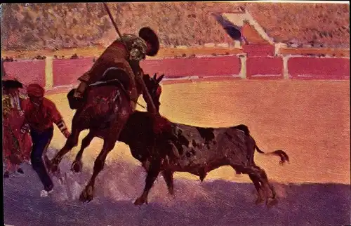 Künstler Ak M. Bertuchi, Un payazo en todo lo alto, Stierkampf, Corrida de toros