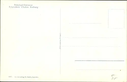 Ak Luzern Stadt Schweiz, Polytechnic Chalets Seeburg, Principal Entrance