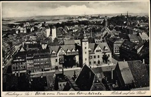 Ak Freiberg in Sachsen, Stadt vom Kirchturm aus gesehen