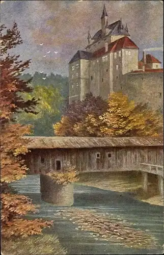 Künstler Ak Kriebstein Mittelsachsen, Burg