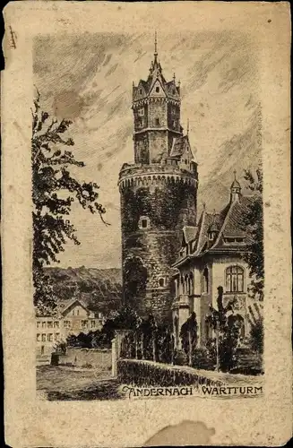 Künstler Ak Andernach am Rhein, Wartturm