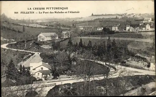 Ak Felletin Creuse, Le Pont des Malades et l'Abattoir