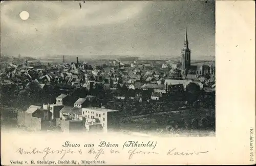 Mondschein Ak Düren im Rheinland, Gesamtansicht, Nacht