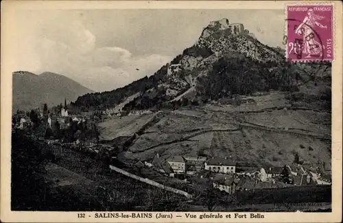 Ak Salins les Bains Jura, Vue generale et Fort Belin