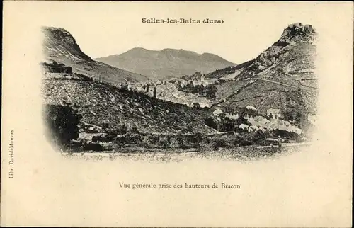 Ak Salins les Bains Jura, Vue generale prise des hauteurs de Bracon