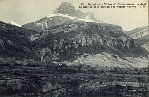 Ak Isere Frankreich, Vallee de Graisvaudan, la dent de Crolles et le plateau des Petits Roches