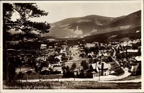 Ak Brückenberg bei Krummhübel Riesengebirge Schlesien, Panorama vom Ort, Eulengrund