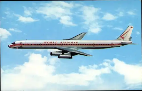 Ak Amerikanisches Passagierflugzeug, Douglas DC 8, World Airways