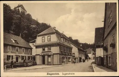 Ak Ziegenrück am Schiefergebirge Thüringen, Jugendheim, Straßenpartie