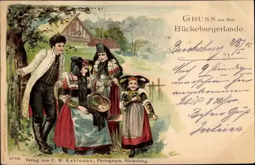 Litho Bückeburg im Kreis Schaumburg, Typische Tracht der Region