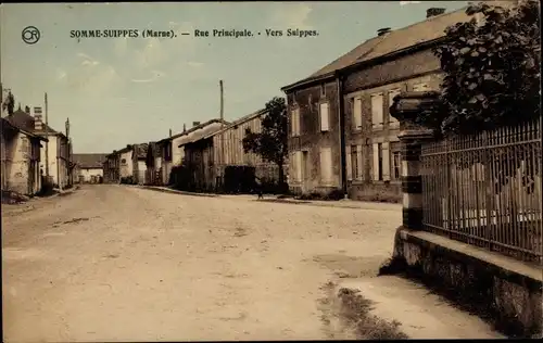 Ak Somme Suippes Marne, Rue Principale