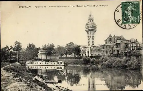 Ak Epernay Marne, Pavillon de la Societe Nautique