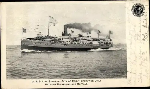 Ak C & B Steamer City of Erie, operating daily between Cleveland and Buffalo