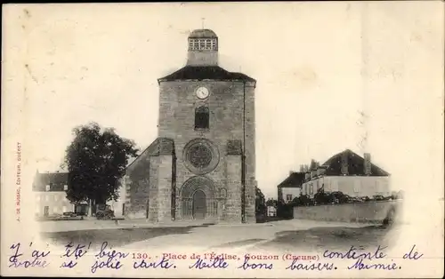 Ak Gouzon Creuse, Place de l'Eglise