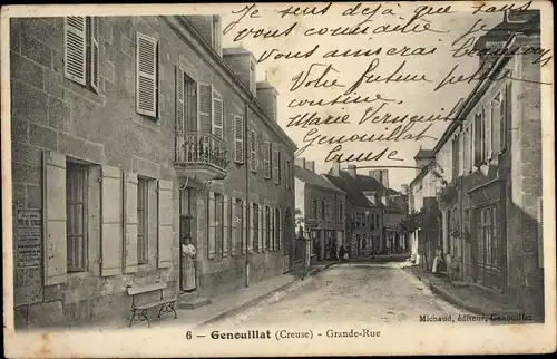 Ak Genouillac Creuse, Grande Rue