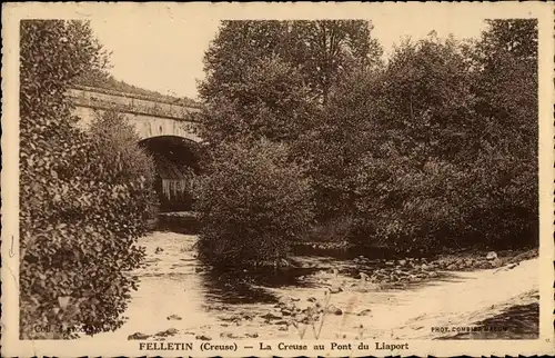 Ak Felletin Creuse, La Creuse au Pont du Liaport