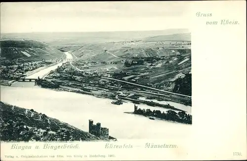 Ak Bingen am Rhein, Bingerbrück, Mäuseturm, Ruine Ehrenfels