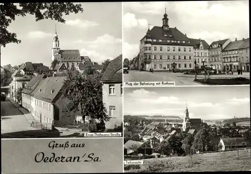 Ak Oederan Sachsen, Teilansicht, Ernst Thälmann Straße, Rathaus, Pl. d. Befreiung