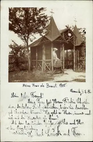 Foto Ak Chemnitz in Sachsen, Meine Frau als Braut, Pavillon, 1905