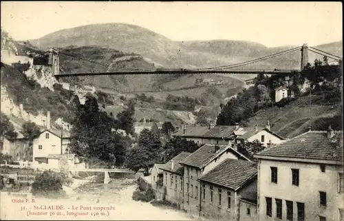 Ak Saint Claude Jura, Le Pont suspendu