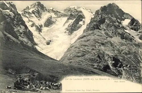 Ak Isere Frankreich, Col du Lautaret, Le Glacier de l'Homme